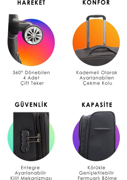 Es Polo Trip Bordo Kabin (Küçük) Orta ve Büyük Boy Üçlü Carry-On Lüks Kumaş Valiz Seti ES0001