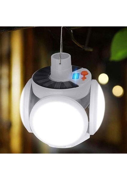 Home Dekor Hediye 5 Kanatlı 45 Ledli Şarjlı ve Güneş Panelli Solar LED Lamba Yeni Nesil Katlanır