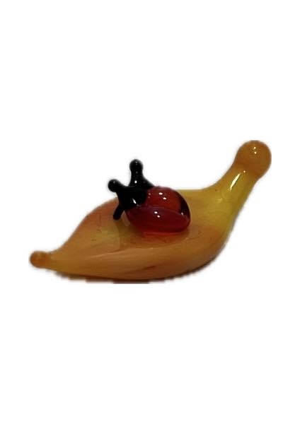 El Yapımı Mini Murano Cam Yaprak Üstü Uğur Böceği Biblo A164-09