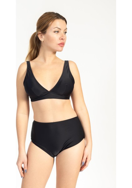 Kadın 749 Minimiser Yüksek Bel Bikini Takımı Siyah