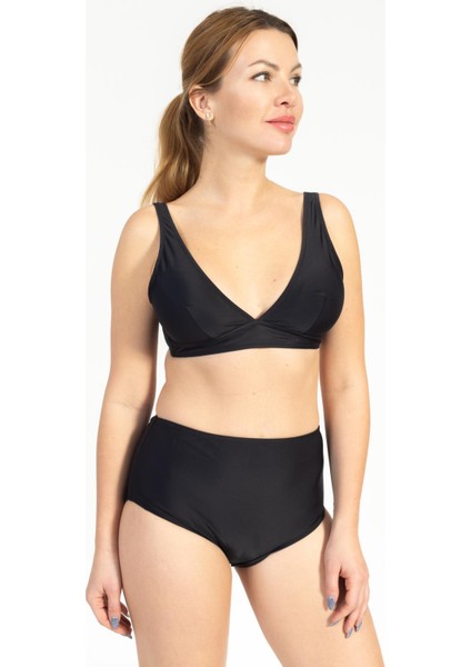 Kadın 749 Minimiser Yüksek Bel Bikini Takımı Siyah fırsatları