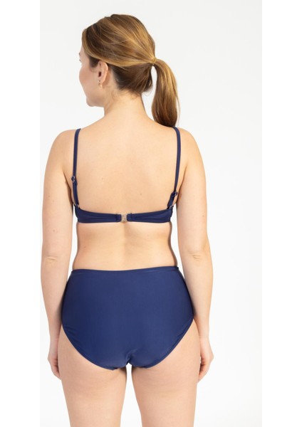 Kadın 718 Yüksel Bel Kaplı Bikini Takımı Lacivert