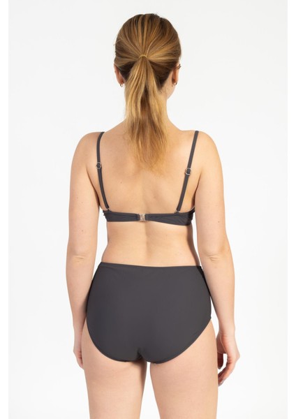 Kadın 718 Yüksel Bel Kaplı Bikini Takımı Füme
