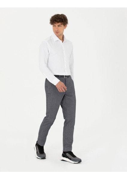 Erkek Açık Lacivert Slim Fit Çizgili Kanvas Pantolon 50278468-VR059