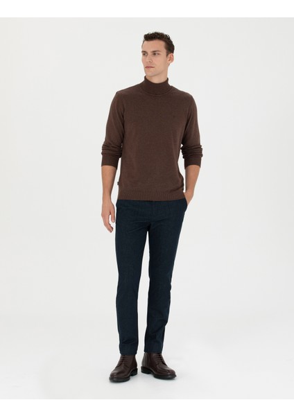 Erkek Lacivert Slim Fit Kanvas Pantolon 50278130-VR033