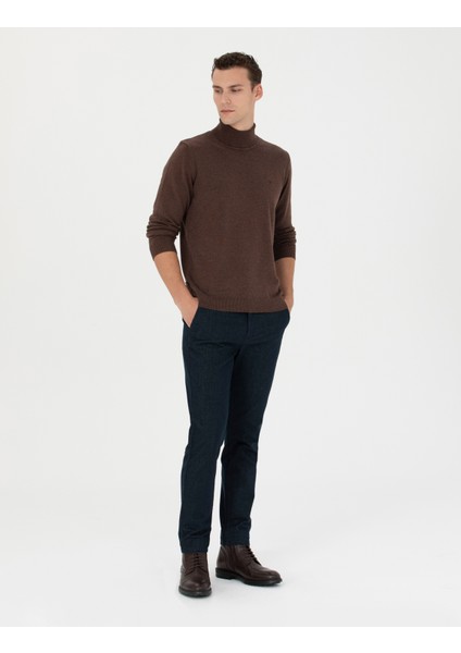 Erkek Lacivert Slim Fit Kanvas Pantolon 50278130-VR033