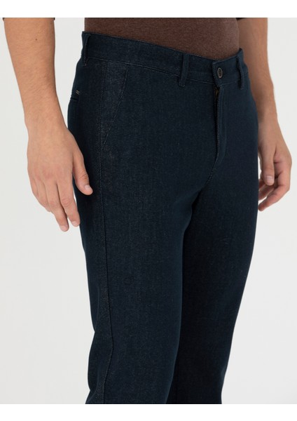 Erkek Lacivert Slim Fit Kanvas Pantolon 50278130-VR033