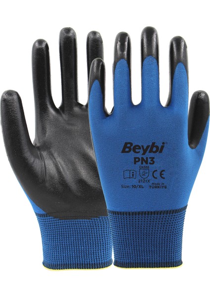 Pn3 Polyester Örme Nitril Eldiven 12 Çift