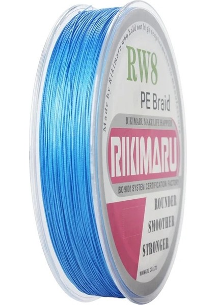 Rikimaru 0.50 mm Rw8-8 Katlı 300 Metre,44.80 kg Çeker ,mavi Renkli Ip,örgü,ipek Misina