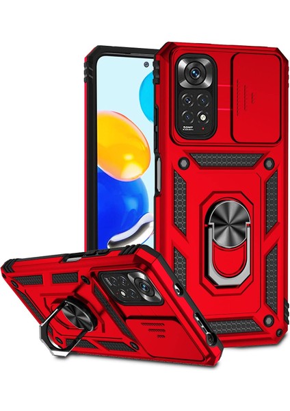 Xiaomi Redmi Note 11 / Note 11S Kılıf Kamera Korumalı Sürgülü Yüzüklü Standlı