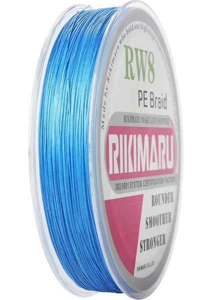 Rikimaru 0.10 mm Rw8-8 Katlı 300 Metre,7.2 kg Çeker ,mavi Renkli Ip,örgü,ipek Misina