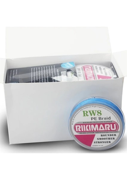 Rikimaru 0.10 mm Rw8-8 Katlı 300 Metre,7.2 kg Çeker ,mavi Renkli Ip,örgü,ipek Misina