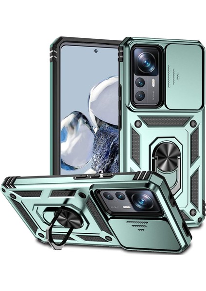 Xiaomi Mi 12T / Mi 12T Pro Kılıf Kamera Korumalı Sürgülü Yüzüklü Standlı