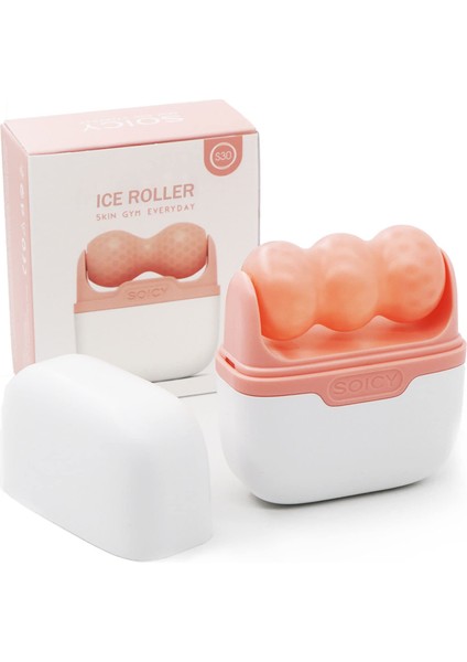 Ice Roller Çift Taraflı Buz Silindiri Terapi Etkili Yüz Masaj ve Cilt Soğutma Bakım Aleti Pembe