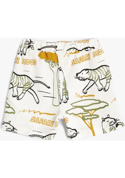 Şort Safari Baskılı Cepli Beli Bağlamalı Pamuklu fiyatları