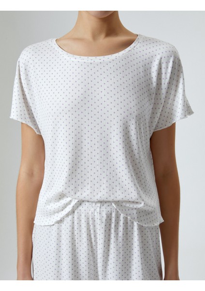 Şortlu Pijama Takımı Puantiyeli Fitilli Kısa Kollu Viskon indirimleri