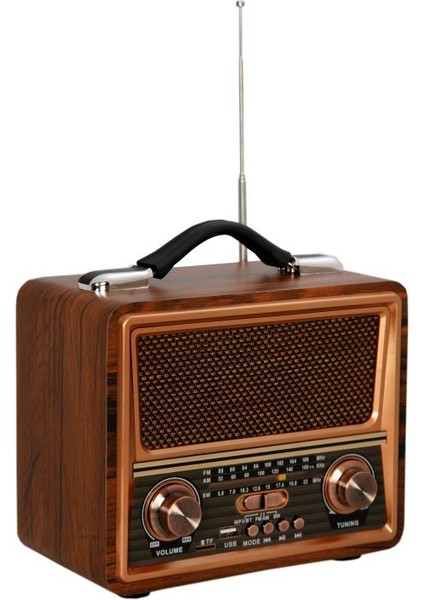 821BT Büyükboy Nostaljik Radyo, Usb+Tf Card Okuyuculu, Telefon Tutucuklu, Müzik Çalar