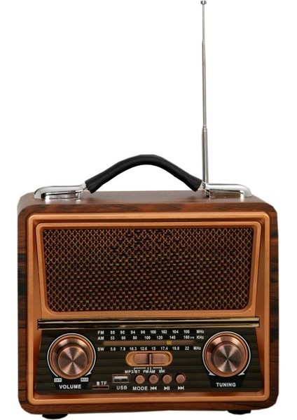 821BT Büyükboy Nostaljik Radyo, Usb+Tf Card Okuyuculu, Telefon Tutucuklu, Müzik Çalar