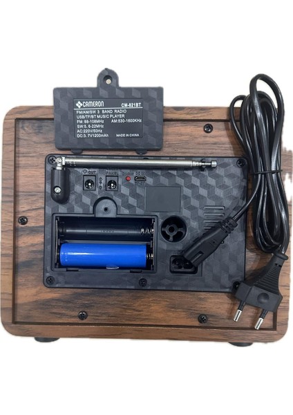 821BT Büyükboy Nostaljik Radyo, Usb+Tf Card Okuyuculu, Telefon Tutucuklu, Müzik Çalar