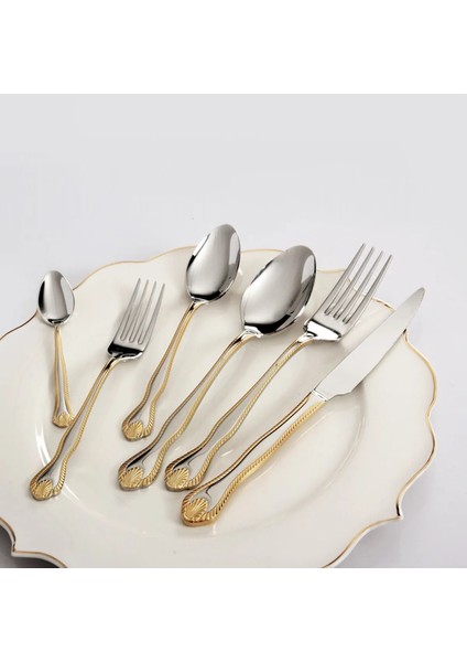 Royal Mademoıselle Diana 36 Parça Kaşık Çatal Bıçak Takımı - Gold