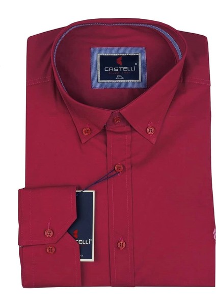 Erkek Büyük Beden Battal Boy Likralı Mevsimlik Gömlek Bordo