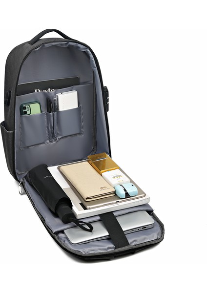 Laptop Sırt Çantası USB Şarj Girişli Fermuar Kilitli Notebook Ipad ve Günlük Eşya Taşıma Çantası indirimleri