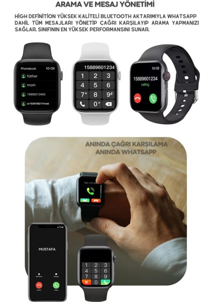 Yeni Nesil Watch 7 Ios Android Uyumlu Spor ve Sağlık Sensörlü T700S Bluetooth Aramalı Akıllı Saat