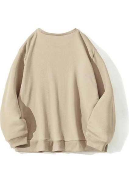 Unisex Ying Yang Kedi Baskılı Oversize Sweatshirt