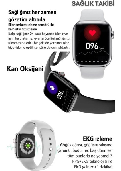 Yeni Nesil Watch 7 Ios Android Uyumlu Spor ve Sağlık Sensörlü T700S Bluetooth Aramalı Akıllı Saat