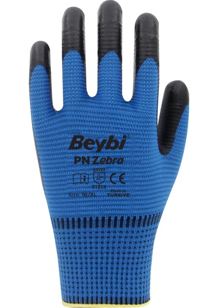 Pn Zebra Polyester Örme Nitril Eldiven 12 Çift