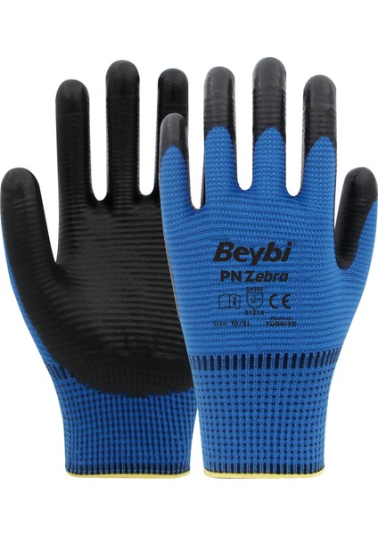 Pn Zebra Polyester Örme Nitril Eldiven 12 Çift fiyatları