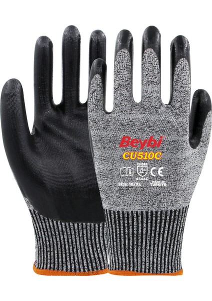 CU510C Pu Kaplı Polietilen Kesilmeye Dirençli Örme Eldiven 12 Çift