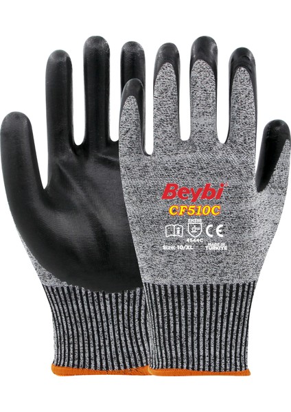 CF510C Köpük Nitril Kaplı Kesilmeye Dirençli Eldiven 12 Çift