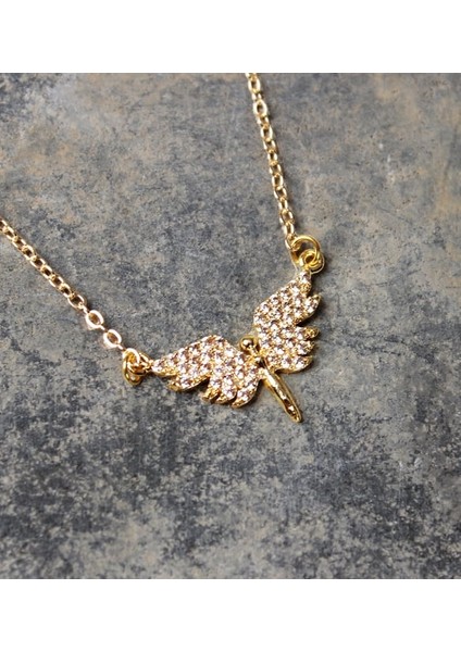 Yleaf Melek Kolye Gold Zirkon Taşlı Melek Kolye fiyatları