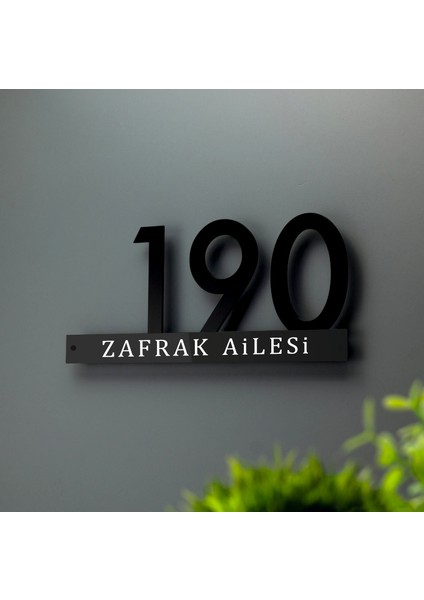 Zafrak Reklam Kişiye Özel Daire Villa Kapı Numarası ve Isimlik , Alüminyum  Kompozit 40X20 cm