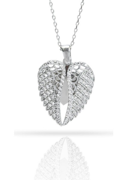 Melek Kanadı Gümüş Kadın Kolye, 925 Ayar Gümüş, Kübik Zirkon Taşlı fiyatları