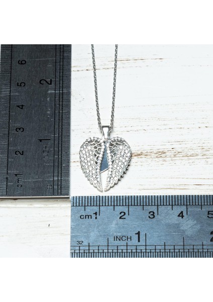 Melek Kanadı Gümüş Kadın Kolye, 925 Ayar Gümüş, Kübik Zirkon Taşlı fırsatları