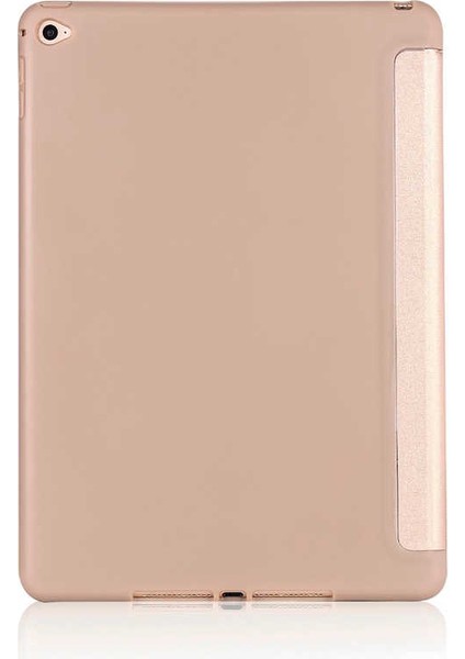 Apple iPad Pro 12.9 5.nesil 2021 M1 Çipli Kılıf Yatay ve Dikey Standlı Uyku Modlu Arka Soft Yumuşak Silikon Trifold Tablet Kılıfı (Model A2378,A2461,A2379)