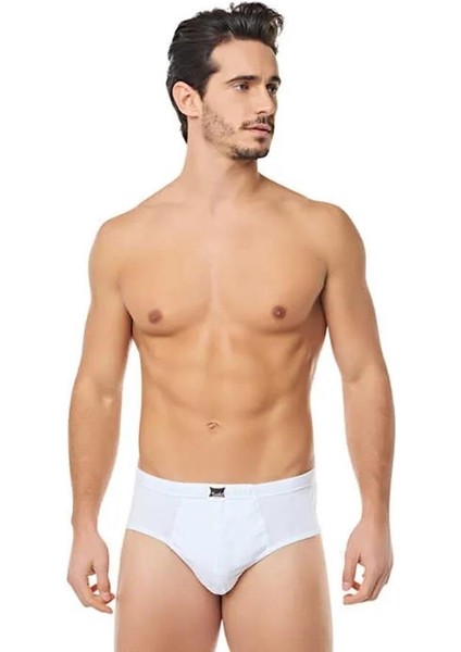 Erkek Pamuklu Penye Slip Külot Beyaz 0109 - 6 Adet