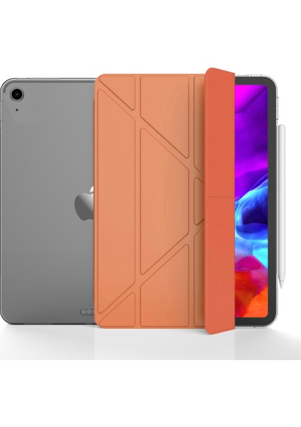 Apple ipad 9.7 2017 5.nesil Kılıf Yatay ve Dikey Standlı Uyku Modlu Arka Sert Pc Trifold Tablet Kılıfı (Model A1822,A1823)