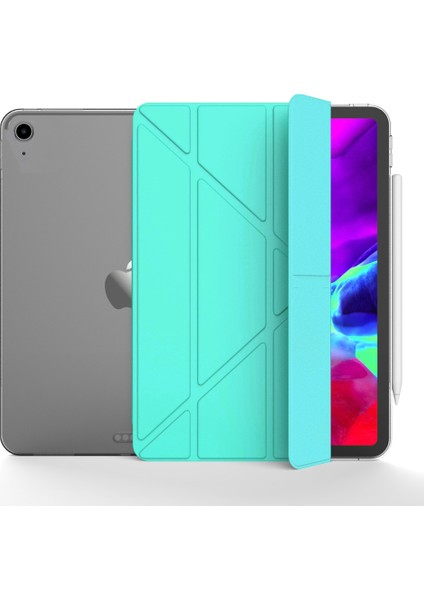 Apple ipad 9.7 2018 6.nesil Kılıf Yatay ve Dikey Standlı Uyku Modlu Arka Sert Pc Trifold Tablet Kılıfı (Model A1893,A1954)