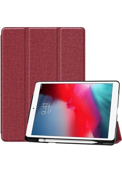 Apple iPad Pro 12.9 6.nesil 2022 M2 Çipli Kılıf Yatay Standlı Kot Desenli Uyku Modlu Kalemlikli Silikon Smart Tablet Kılıfı (Model A2436,A2764/37)