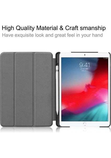Apple ipad Air 2 9.7 Inç Kılıf Yatay Standlı Kot Desenli Uyku Modlu Kalemlikli Silikon Smart Tablet Kılıfı (Model A1566,A1567)
