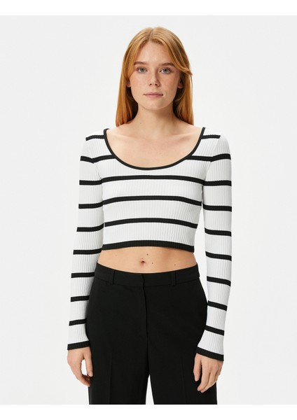 Crop Triko Kazak U Yaka Fitilli modelleri