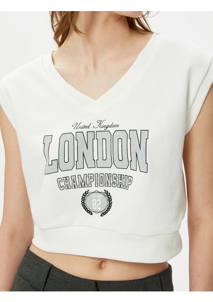 Kısa Kollu Sweatshirt V Yaka Baskılı indirimleri