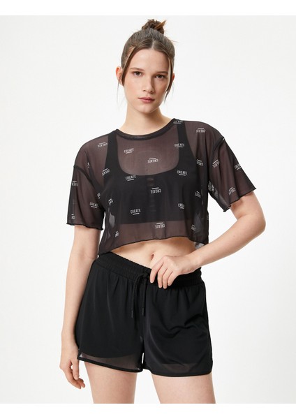 Tül Spor Tişört Baskılı Kısa Kollu Bisiklet Yaka fiyatları