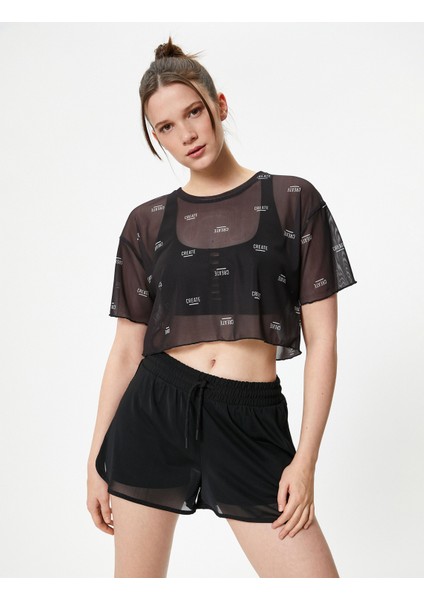 Tül Spor Tişört Baskılı Kısa Kollu Bisiklet Yaka modelleri