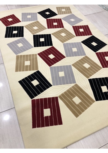 Saray Vizyon 10958 R 150X230 Gri Siyah Kırmızı 4 M2 Halı !