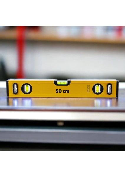 Mıknatıslı Aluminyum Su Terazisi 50 cm Duvar Fayans Marangoz Mühendislik Ölçüm Eğim Ölçü Eğik Ölçme