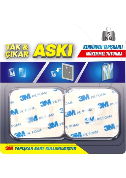 Tak Çıkar Askı 3m Yapışkanlı Askı Pratik Birbirine Geçmeli Askı
